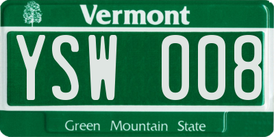 VT license plate YSW008