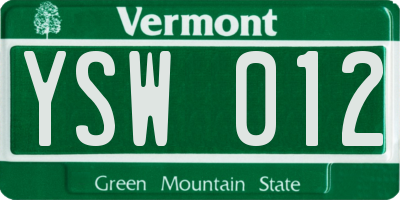 VT license plate YSW012