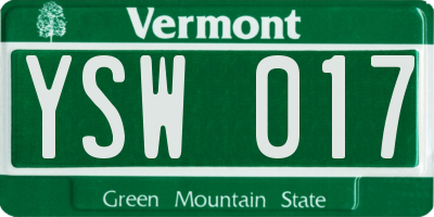 VT license plate YSW017