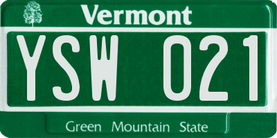 VT license plate YSW021