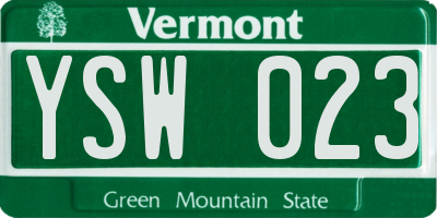 VT license plate YSW023