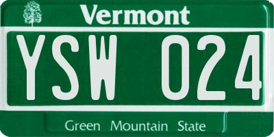 VT license plate YSW024