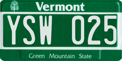 VT license plate YSW025