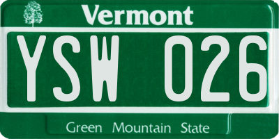 VT license plate YSW026