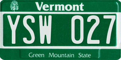 VT license plate YSW027
