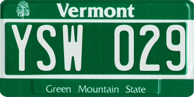 VT license plate YSW029