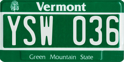 VT license plate YSW036