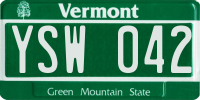 VT license plate YSW042