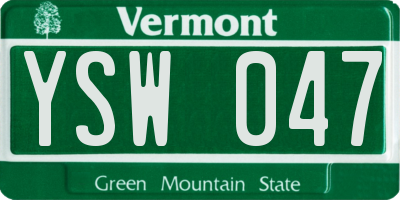 VT license plate YSW047