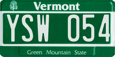 VT license plate YSW054