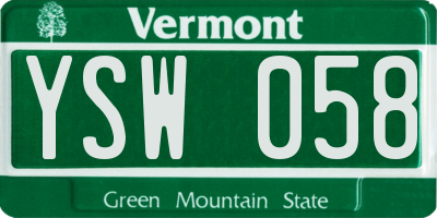 VT license plate YSW058