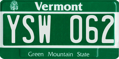 VT license plate YSW062