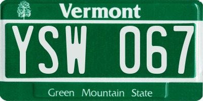 VT license plate YSW067