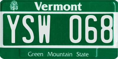 VT license plate YSW068