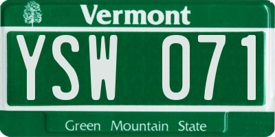 VT license plate YSW071