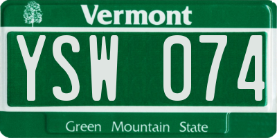 VT license plate YSW074