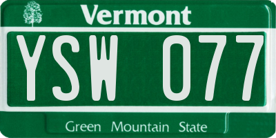 VT license plate YSW077