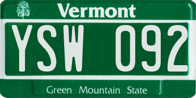 VT license plate YSW092