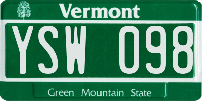 VT license plate YSW098
