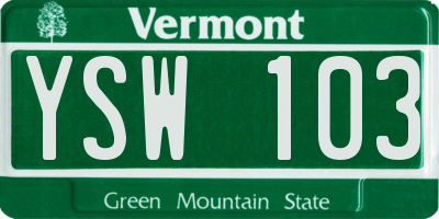 VT license plate YSW103