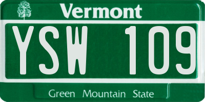 VT license plate YSW109
