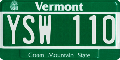 VT license plate YSW110