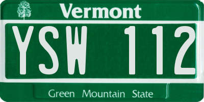 VT license plate YSW112