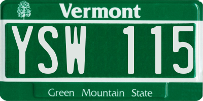 VT license plate YSW115