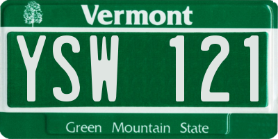 VT license plate YSW121