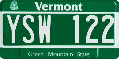 VT license plate YSW122