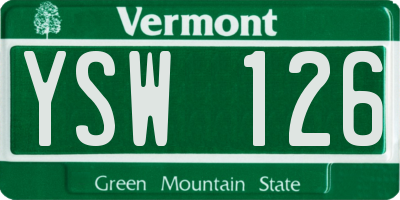 VT license plate YSW126