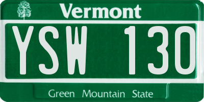 VT license plate YSW130