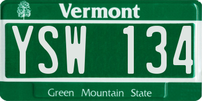 VT license plate YSW134