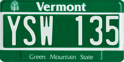 VT license plate YSW135
