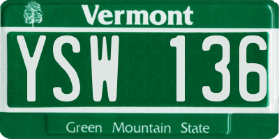 VT license plate YSW136