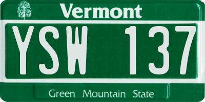 VT license plate YSW137