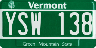 VT license plate YSW138