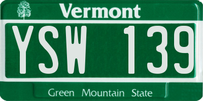 VT license plate YSW139