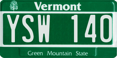 VT license plate YSW140
