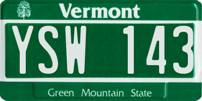 VT license plate YSW143