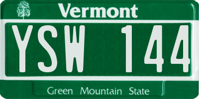 VT license plate YSW144