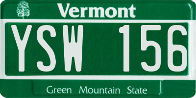 VT license plate YSW156