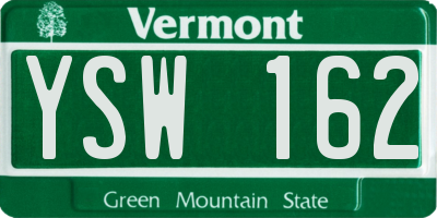 VT license plate YSW162