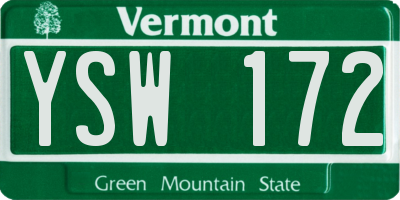 VT license plate YSW172