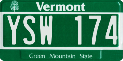 VT license plate YSW174