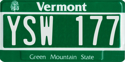 VT license plate YSW177