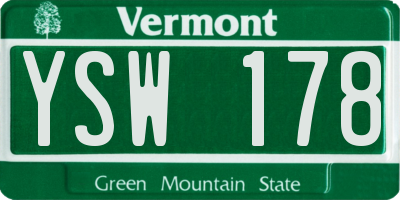 VT license plate YSW178