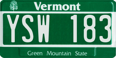 VT license plate YSW183