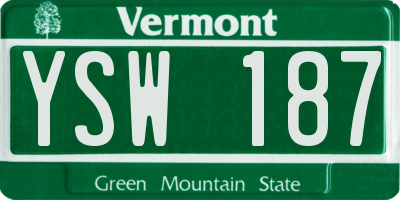 VT license plate YSW187