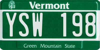 VT license plate YSW198